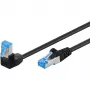 Wentronic Goobay cabo patch CAT 6A S/FTP, RJ45 para RJ45 angular 90°, 0,5 m, preto, LSZH, cobre, 10 Gbps 51556