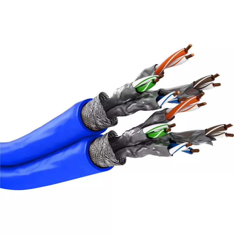 Wentronic Goobay Cabo de rede CAT 7A duplex S/FTP PiMF azul - condutor de cobre CU AWG 22/1 (75716)