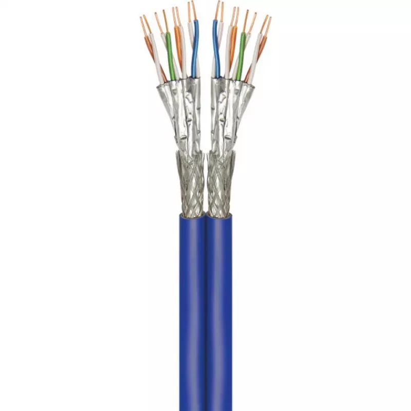 Wentronic Goobay Cabo de rede CAT 7A duplex S/FTP PiMF azul - condutor de cobre CU AWG 22/1 (75716)