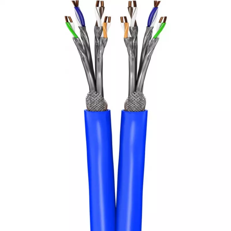 Wentronic Goobay Cabo de rede CAT 7A duplex S/FTP PiMF azul - condutor de cobre CU AWG 22/1 (75716)