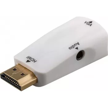 Wentronic Goobay Adaptador compacto HDMI para VGA com áudio - ficha HDMI para conector fêmea VGA + jack 3,5mm, 1080p, Preto 44793