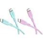 WENTRONIC Goobay Coral Crush Conjunto 2x Cabo de Silicone USB-C, 1,5 m, Turquesa e Rosa (81260)