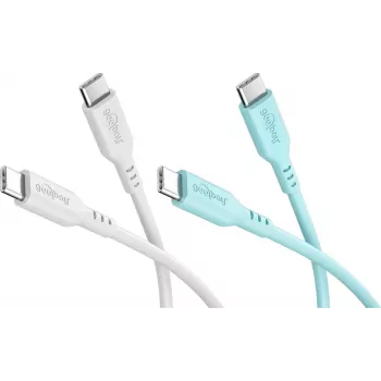 WENTRONIC Goobay Crystal Lagoon Conjunto de 2 cabos de silicone USB-C, 1,5 m, branco e turquesa (81259)
