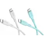 WENTRONIC Goobay Crystal Lagoon Conjunto de 2 cabos de silicone USB-C, 1,5 m, branco e turquesa (81259)