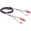 Cabo de extensão RCA Wentronic Goobay, 2,5 m, 2x ficha RCA para 2x conector fêmea RCA, áudio estéreo, preto 50026