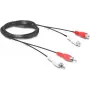 Cabo de extensão RCA Wentronic Goobay, 2,5 m, 2x ficha RCA para 2x conector fêmea RCA, áudio estéreo, preto 50026