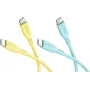 WENTRONIC Goobay Tropic Glow Conjunto 2x Cabo de Silicone USB-C, 1,5 m, Amarelo, Turquesa (81275)
