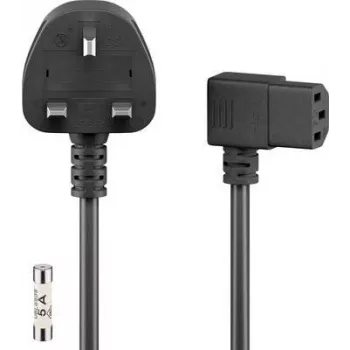 Cabo de alimentação Wentronic Goobay UK 3 pinos para IEC C13 angular, 2 m, preto 45767