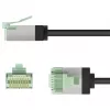 Cabo patch slim CAT 8.1 S/FTP ultra-flexível Wentronic Goobay, preto, 0,25 m, 40 Gbps, RJ45 snagless extra curto 74355