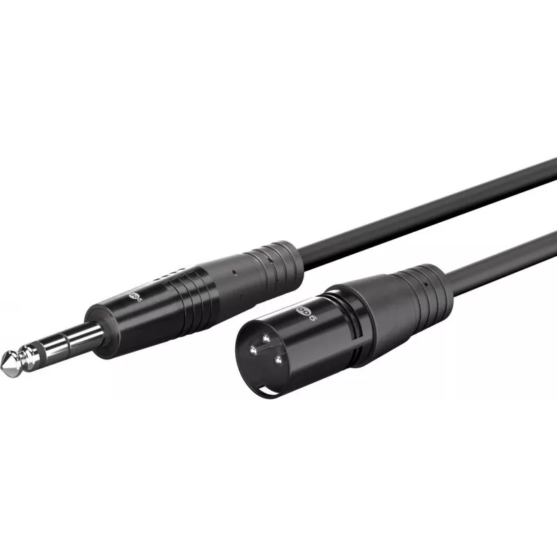 Cabo de áudio WENTRONIC Goobay XLR para jack mono de 6,35 mm, 3 m, niquelado, preto 80052