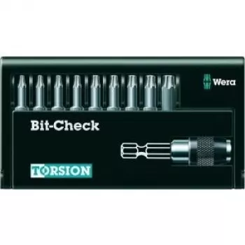 Wera 05056164001 Conjunto de 9 bits Torx com suporte Rapidaptor, encaixe sextavado 1/4