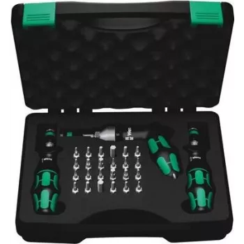 Wera 7445/46/47 conjunto de chaves de fendas dinamométricas, 27 peças (0,3-6,0 Nm) com suporte de pontas Rapidaptor, caixa têxtil 05350451001