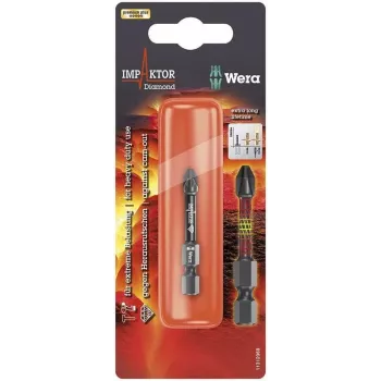 Wera 855/4 IMP DC PoziDriv PZ1 Bit de impacto com revestimento de diamante, sextavado 1/4 polegadas, 50 mm 05073961001