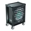 Wera 9700 Tool Rebel carrinho de oficina 1, 7 gavetas, tampo de trabalho em aço inoxidável, verde/preto