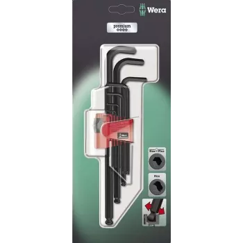 Wera Hex-Plus conjunto de chaves em L 950 PKL/9 BM SB SiS, 9 peças, métrico, BlackLaser 05073596001