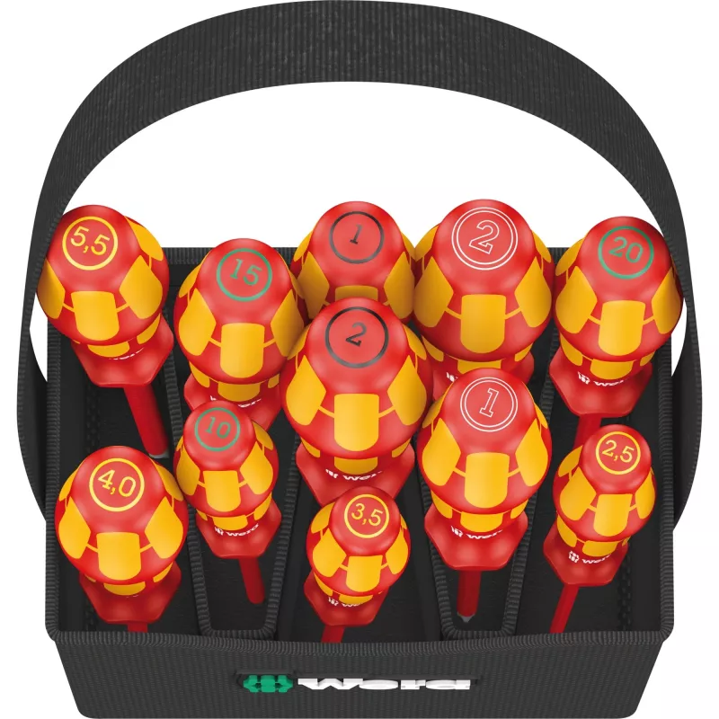 Wera Kraftform 2go 100 conjunto de bits para chave de fendas, 11 peças, Phillips, Pozidriv, Torx, bits de 25 mm, com suporte de bits Rapidaptor e bolsa têxtil 05004310001
