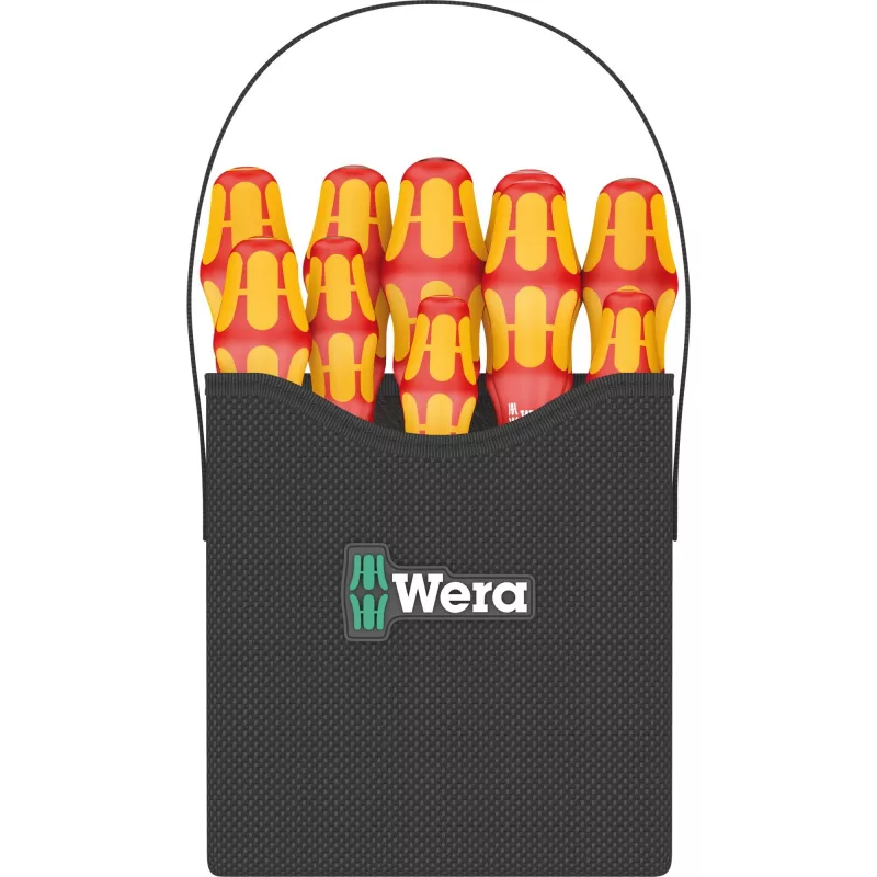 Wera Kraftform 2go 100 conjunto de bits para chave de fendas, 11 peças, Phillips, Pozidriv, Torx, bits de 25 mm, com suporte de bits Rapidaptor e bolsa têxtil 05004310001