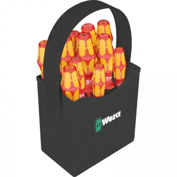 Wera Kraftform 2go 100 conjunto de bits para chave de fendas, 11 peças, Phillips, Pozidriv, Torx, bits de 25 mm, com suporte de bits Rapidaptor e bolsa têxtil 05004310001
