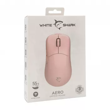 Rato gaming sem fios White Shark AERO PINK (rosa, 10000 DPI, 2,4 GHz/USB-C)