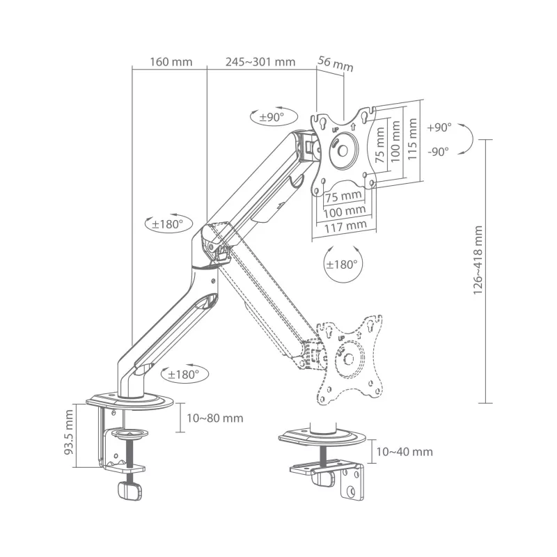 White Shark AKHENATEN I GMS-3209 Suporte para monitor, 1 monitor
