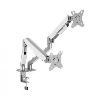 Suporte para dois monitores White Shark AKHENATEN-II GMS-3212 – mola a gás, fixação por grampo/por furo na mesa, 17-32