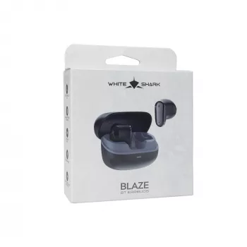 Auscultadores True Wireless Bluetooth 5.1 In-Ear White Shark BLAZE-B GEB-TWS-201 com estojo de carregamento, proteção à água IPX4, controlo tátil, Preto