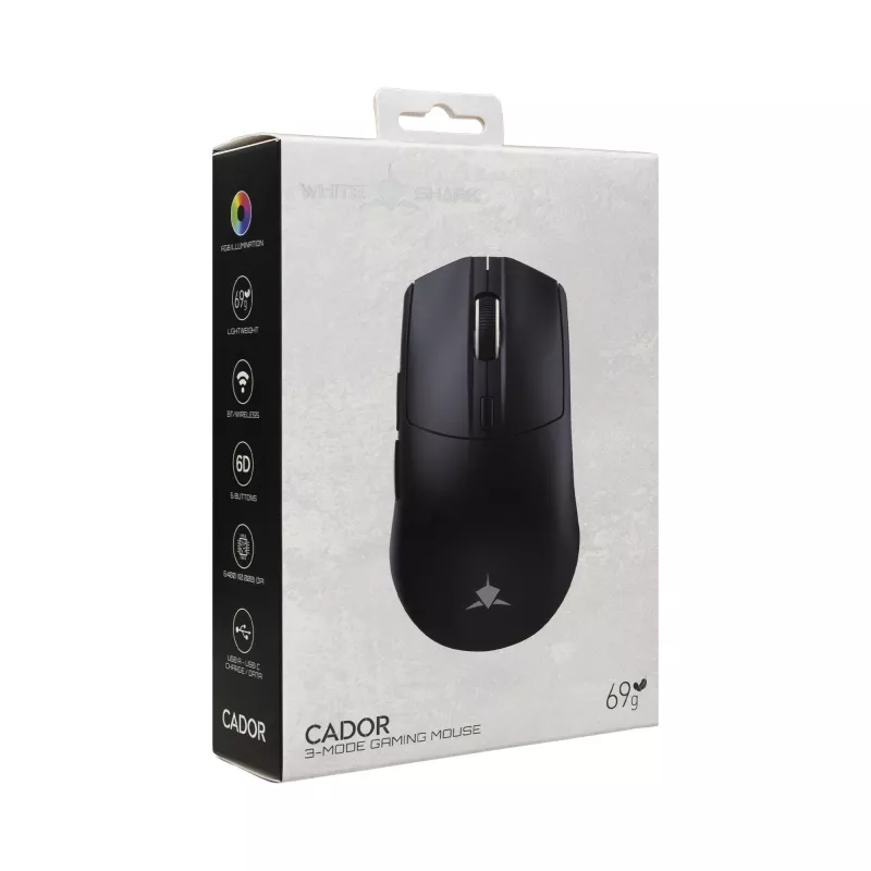 White Shark CADOR-B WGM-5020 Rato Gaming RGB com fio, preto