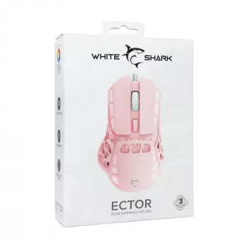 Rato gaming com fio White Shark ECTOR-P GM-5016, 6400 DPI, rosa
