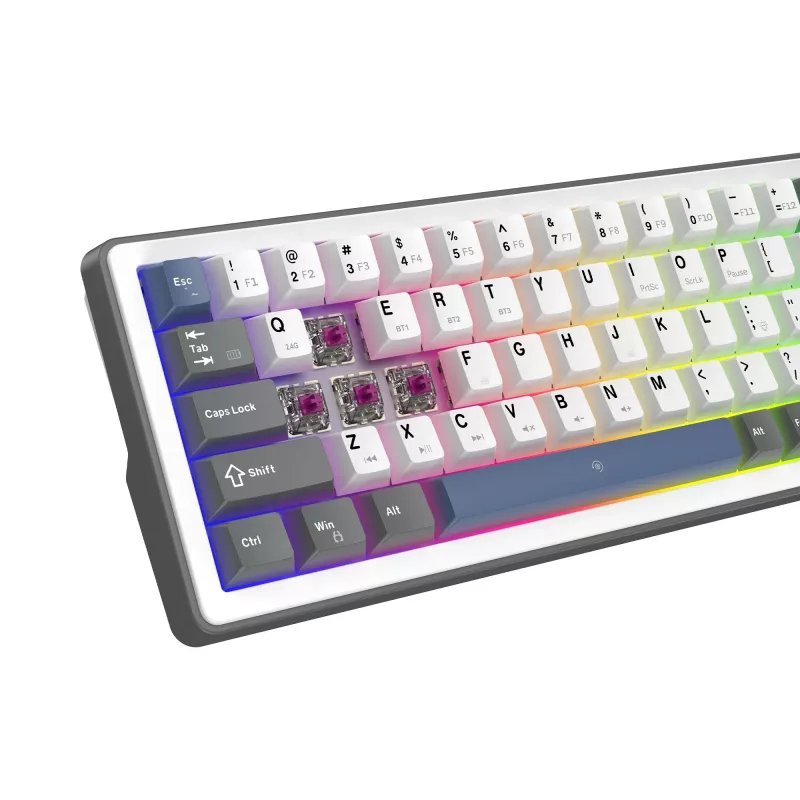 Teclado mecânico White Shark EXCALIBUR M (GK-009251) com switches Outemu Blue, iluminação RGB, layout US, branco