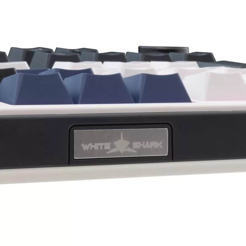 Teclado gaming mecânico White Shark EXCALIBUR-W, layout 75%, KTT Wine Red Hot-Swap, RGB por tecla, com fios, branco