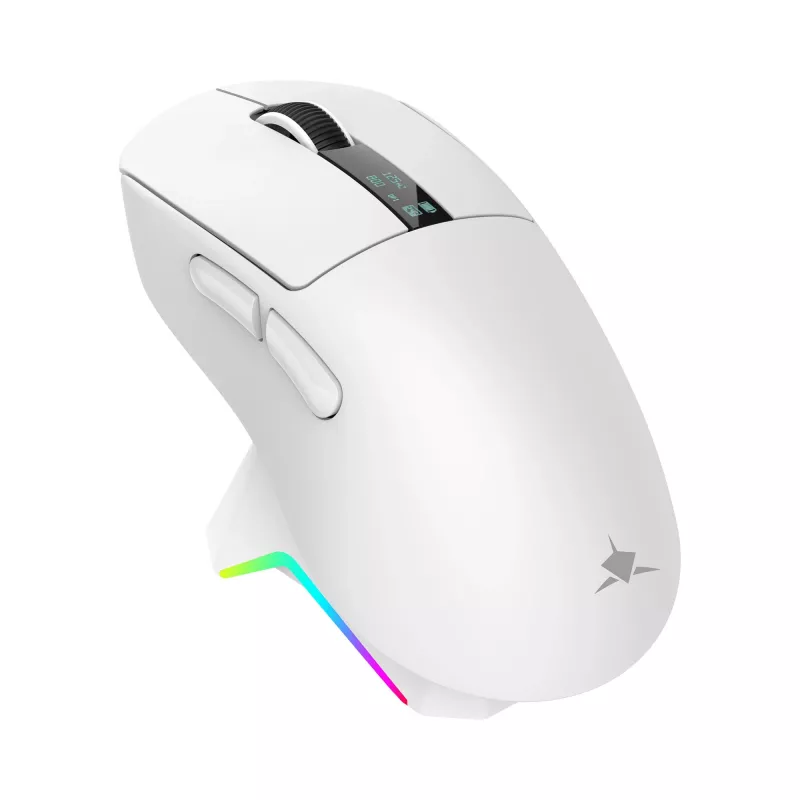 White Shark GAWAIN-W Rato gaming sem fios – 12000 DPI, bateria de 500mAh, 56g, branco