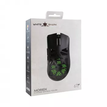 White Shark MORIEN WGM-5025 preto Rato gaming ótico com fios, 7200 DPI, 7 botões programáveis, iluminação RGB, destro