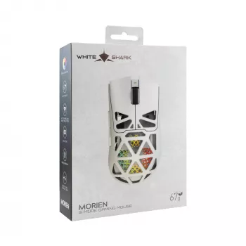 Rato gaming com fio White Shark MORIEN WGM-5025, até 12800 DPI, RGB, branco