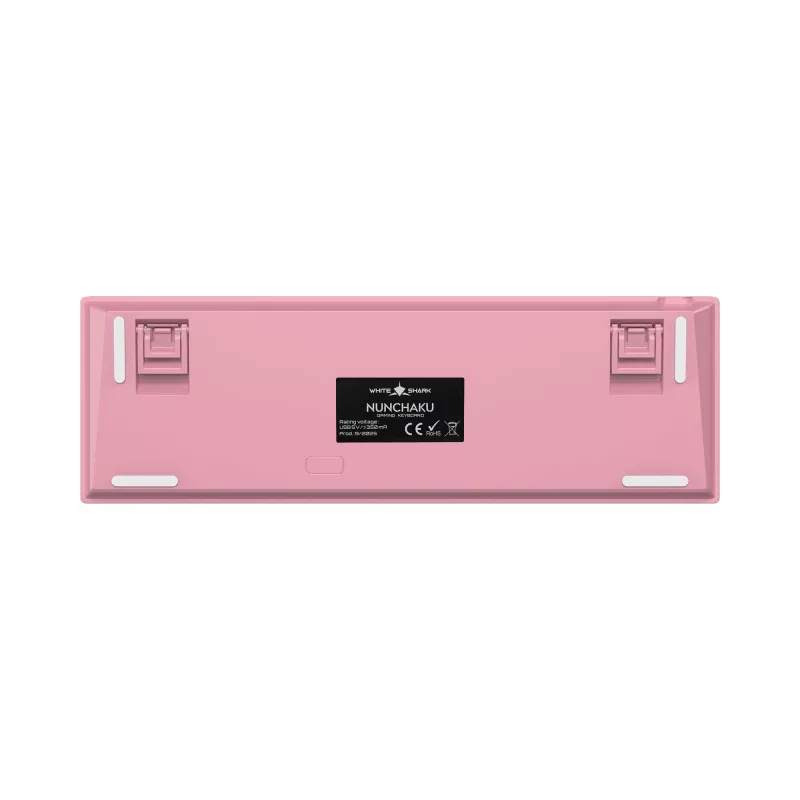 Teclado gaming mecânico White Shark NUNCHAKU-P-US-RED.SW TKL - 87 teclas, switches Outemu Red, iluminação RGB, rosa