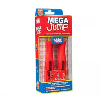 Wicked Vision Mega Jump Corda de saltar Double Speed com rolamentos, ajustável 2,8 m PVC, pegas ergonómicas, sem torção, para fitness e double unders, azul/preto