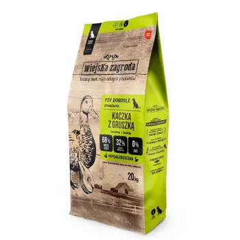Wiejska Zagroda ração seca para cães pato com pera Adult Medium Chunks 20kg