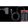 WIHA 41915 Carregador USB para baterias de iões de lítio, 2 slots, entrada 5V DC, saída 3,6V DC, 1A por slot, indicador LED, preto/vermelho