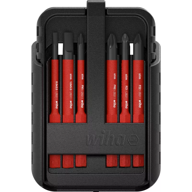 Conjunto de chaves de fendas com lâminas intercambiáveis VDE Wiha 12 peças slimBit electric SB2831B951