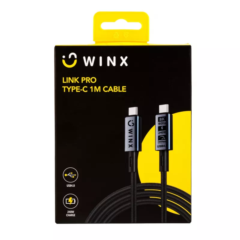 Cabo WINX LINK Pro Type-C 1 m 100W PD USB 2.0 480Mbps preto