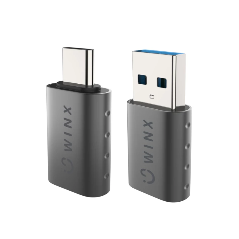 Conjunto de adaptadores WINX LINK Simple Type-C e USB – ficha USB-C para conector fêmea USB-A e ficha USB-A para conector fêmea USB-C, USB 2.0, 480 Mbit/s, cinzento espacial