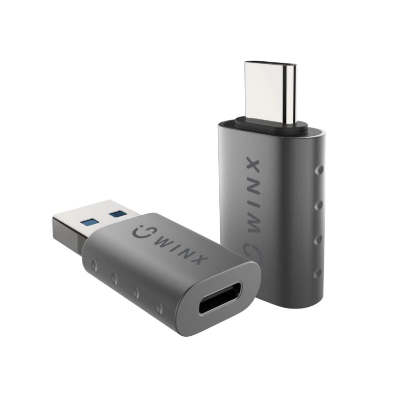 Conjunto de adaptadores WINX LINK Simple Type-C e USB – ficha USB-C para conector fêmea USB-A e ficha USB-A para conector fêmea USB-C, USB 2.0, 480 Mbit/s, cinzento espacial