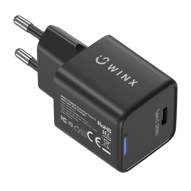 Carregador de parede WINX POWER Essential Type-C 20W GaN - branco