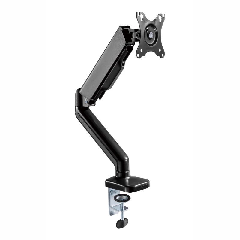 Braço de monitor totalmente articulado WINX RISE Pro - suporte de secretária individual 17-32 polegadas com mola a gás, VESA 75/100, grampo C e passagem, preto