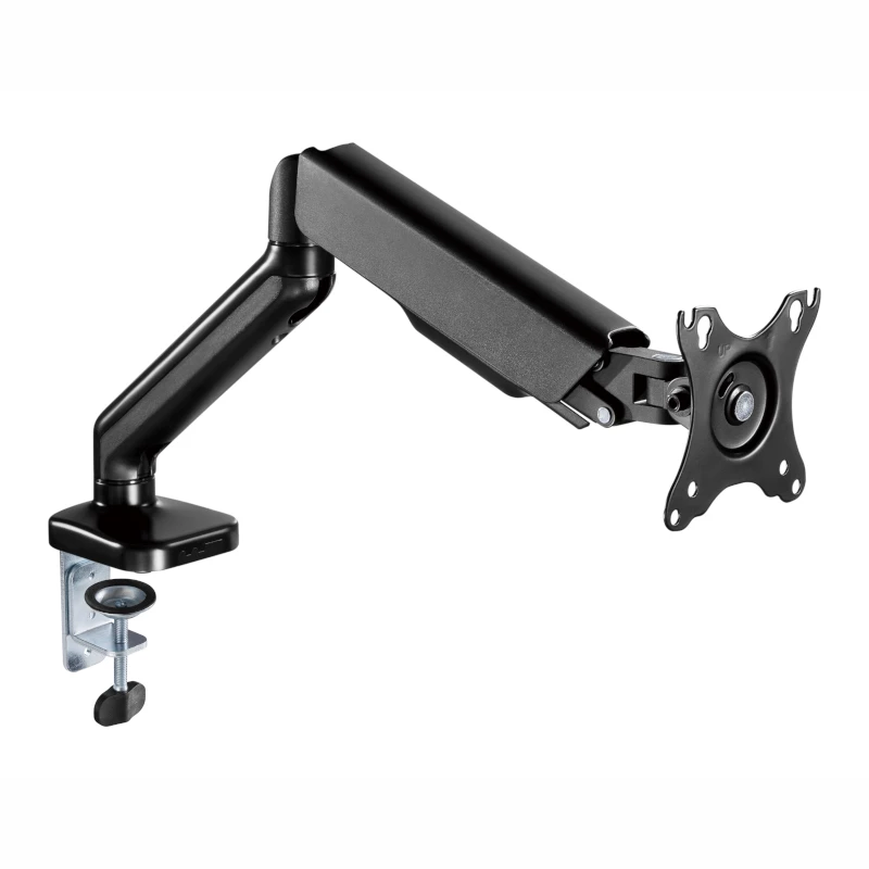 Braço de monitor totalmente articulado WINX RISE Pro - suporte de secretária individual 17-32 polegadas com mola a gás, VESA 75/100, grampo C e passagem, preto