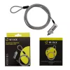 Cabo de segurança com código universal WINX Secure Max - fechadura de combinação de 4 dígitos redefinível, aço entrançado, 1,8 m, preto/prateado