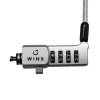Cabo de segurança com código universal WINX Secure Max - fechadura de combinação de 4 dígitos redefinível, aço entrançado, 1,8 m, preto/prateado