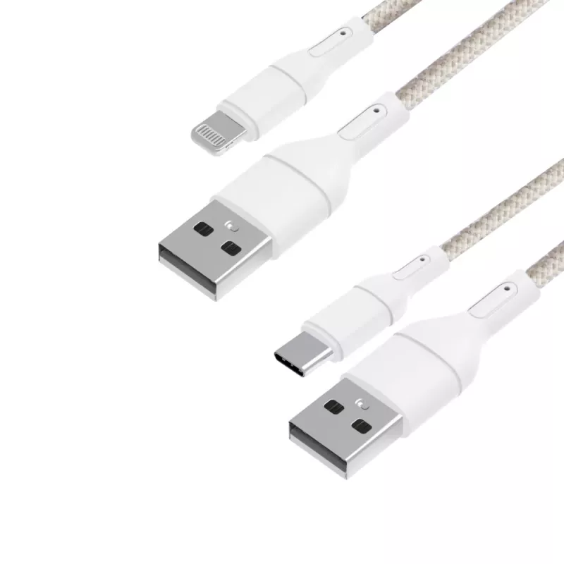 Cabo de carregamento WINX USB para Type-C|Lightning 2 em 1 dividido 1,2m preto