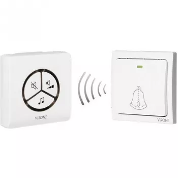 Campainha Sem Fios VIRONE DB-3 com Botão sem Pilhas, Emissor Autoaprendiz, 80 m