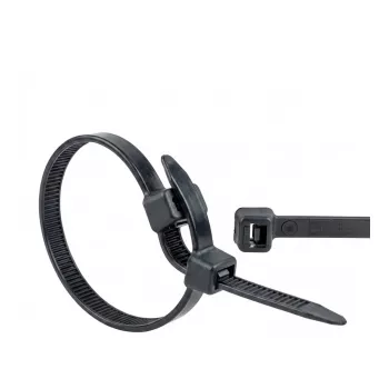 Abraçadeiras WKK 370 mm 7,60 mm pretas estabilizadas a UV 100 unidades
