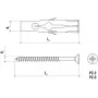 WKRĘT-MET RU-06045 Bucha universal 6 x 45 mm, 100 unid., Cinzento